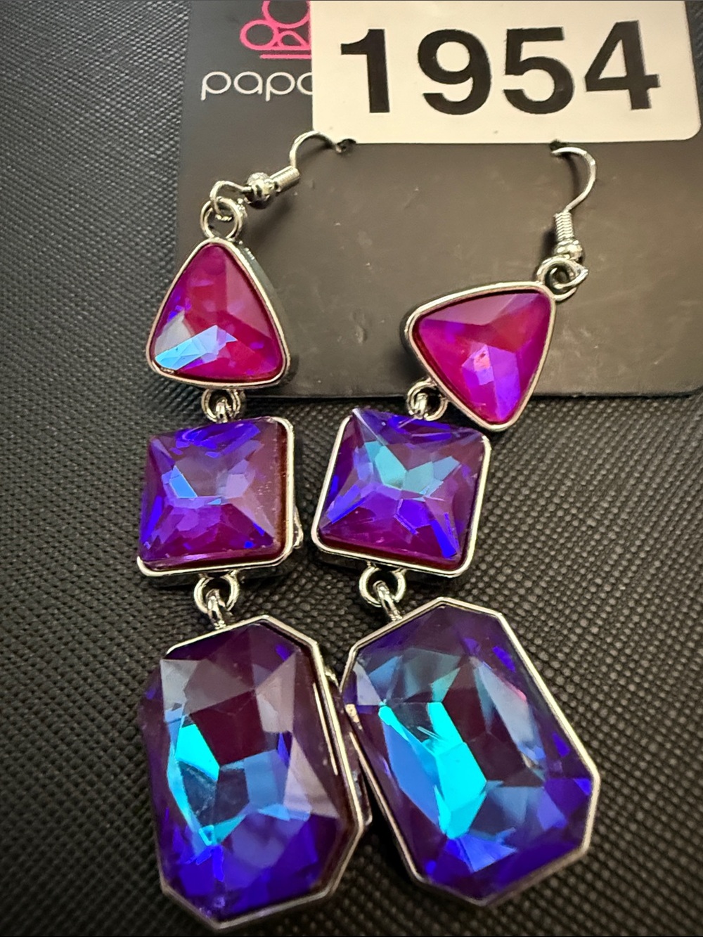 paparazzi Purple Teal Faceted Dangle Earrings